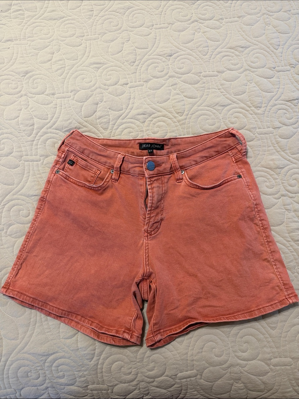 Dear John Dusty Red High-Rise Denim Shorts